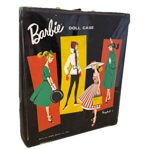 Vintage Barbie BLACK 1961 PONYTAIL Doll Case With Beige Interior Made By Mattel